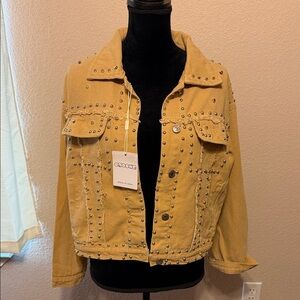 Silver Studded Khaki Colored Jacket